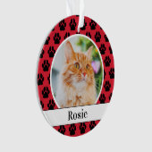 Rode huisdierpootafdrukken Aangepaste kattennaam f Ornament (voorkant)