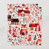 Rode huizen en huizen schattig papier blad (Voorkant / Achterkant)