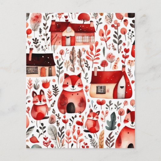 Rode huizen en huizen schattig papier blad (Achterkant)