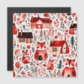 Rode huizen en huizen schattig papier blad (Voorkant / Achterkant)
