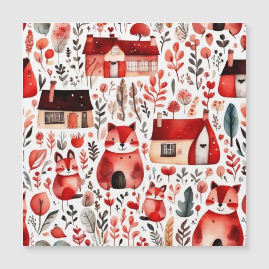 Rode huizen en huizen schattig papier blad (Voorkant)
