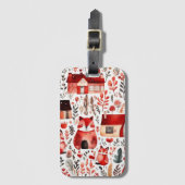 Rode huizen en huizen schattig papier blad bagagelabel (Voorkant (verticaal))