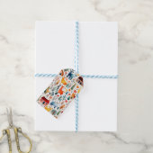 Rode huizen en huizen schattig papier blad cadeaulabel (Met Touw)