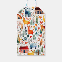 Rode huizen en huizen schattig papier blad