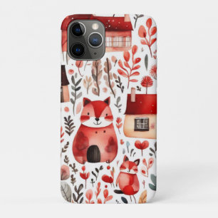 Rode huizen en huizen schattig papier blad Case-Mate iPhone case