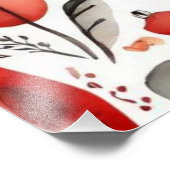 Rode huizen en huizen schattig papier blad foto afdruk (Hoek)