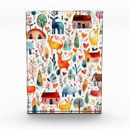 Rode huizen en huizen schattig papier blad fotoblokken