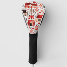 Rode huizen en huizen schattig papier blad golfheadcover