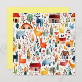 Rode huizen en huizen schattig papier blad kaart (Voorkant / Achterkant)