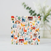 Rode huizen en huizen schattig papier blad kaart (Staand voorkant)