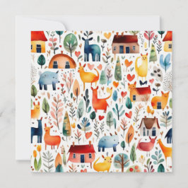 Rode huizen en huizen schattig papier blad kaart