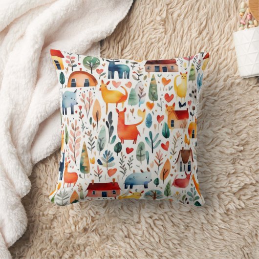 Rode huizen en huizen schattig papier blad kussen (Deken)