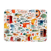 Rode huizen en huizen schattig papier blad magneet (Horizontaal)