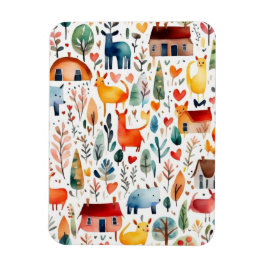 Rode huizen en huizen schattig papier blad magneet