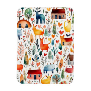 Rode huizen en huizen schattig papier blad magneet