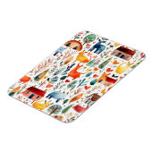 Rode huizen en huizen schattig papier blad magneet (Linkerzijde)