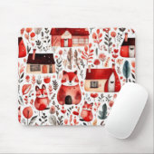 Rode huizen en huizen schattig papier blad muismat (Met muis)