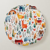 Rode huizen en huizen schattig papier blad rond kussen (Achterkant)