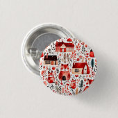 Rode huizen en huizen schattig papier blad ronde button 3,2 cm (Voorkant /achterkant)