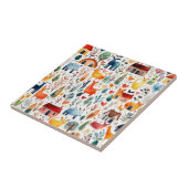 Rode huizen en huizen schattig papier blad tegeltje (Zijkant)