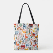 Rode huizen en huizen schattig papier blad tote bag (Achterkant)