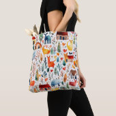 Rode huizen en huizen schattig papier blad tote bag (Dichtbij)