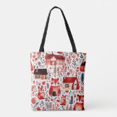 Rode huizen en huizen schattig papier blad tote bag (Achterkant)