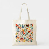 Rode huizen en huizen schattig papier blad tote bag (Achterkant)
