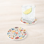 Rode huizen en huizen schattig papier blad zandsteen onderzetter (Zijkant)