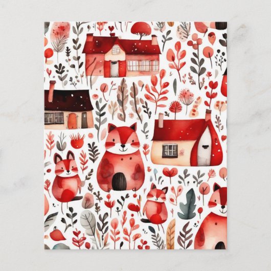 Rode huizen en huizen schattig papiervel (Voorkant)
