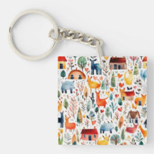 Rode huizen en huizen schattig papiervel