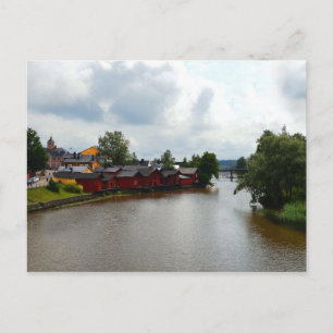 Rode huizen in Porvoo, Finland Briefkaart