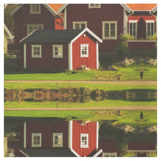 Rode huizen in Zweden Stof (Close Up)