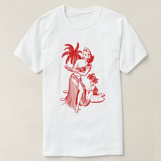 Rode Hula Meisje T-shirt (Design voorkant)