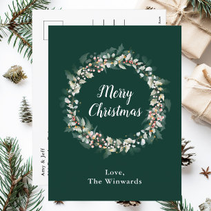 Rode Hulst Krans Prettig Kerstfeest Feestdagenkaart