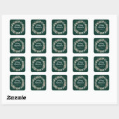 Rode Hulst Krans Prettig Kerstfeest Vierkante Sticker (Vel)