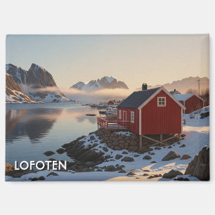 Rode hut in Lofoten Noorwegen Reizen Magneet