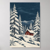 Rode hut witte dennen kunstprint poster (Voorkant)