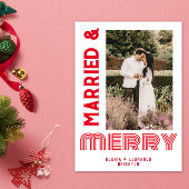 Rode Huwelijk Getrouwd & Blij Feestdagenkaart