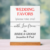 Rode Huwelijksgunsten Typografie NAMEN Acryl Bord (Neutraal)