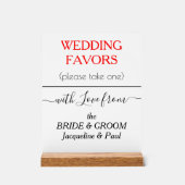 Rode Huwelijksgunsten Typografie NAMEN Acryl Bord (Voorkant)