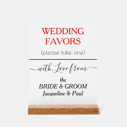 Rode Huwelijksgunsten Typografie NAMEN Acryl Bord (Voorkant)