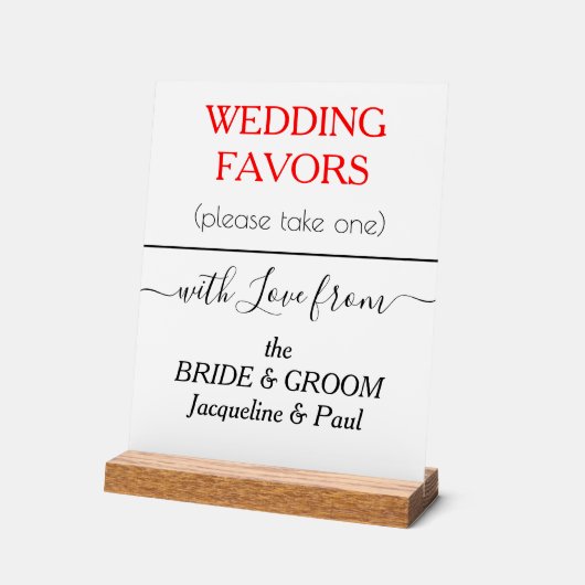 Rode Huwelijksgunsten Typografie NAMEN Acryl Bord (Hoek)