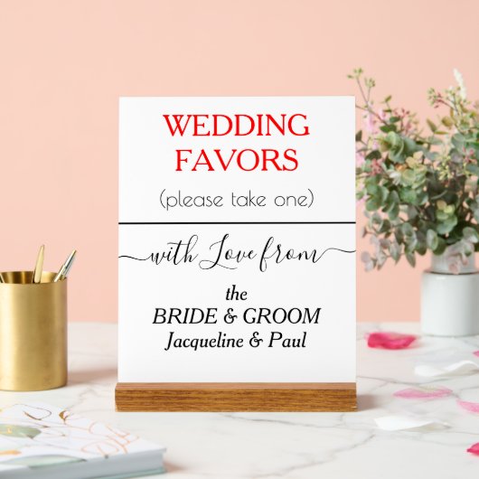 Rode Huwelijksgunsten Typografie NAMEN Acryl Bord (Huwelijk)