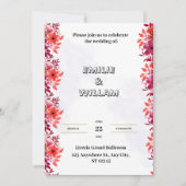 Rode huwelijksuitnodiging met esthetische Waterver Kaart (Voorkant)