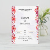 Rode huwelijksuitnodiging met esthetische Waterver Kaart (Staand voorkant)