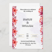 Rode huwelijksuitnodiging met esthetische Waterver Kaart (Voorkant / Achterkant)