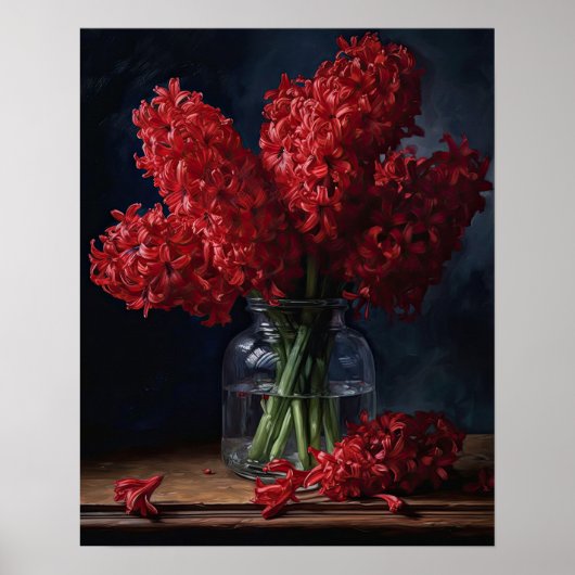 Rode Hyacint Flowers Art Print Poster (Voorkant)