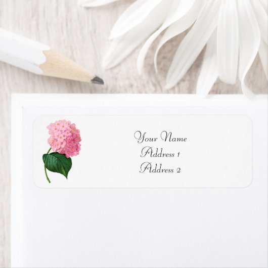 Rode Hydrangea-Adresetiketten opnieuw routeren Etiket (Insitu)