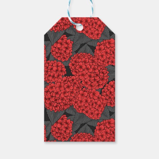 Rode hydrangea cadeaulabel (Voorkant)